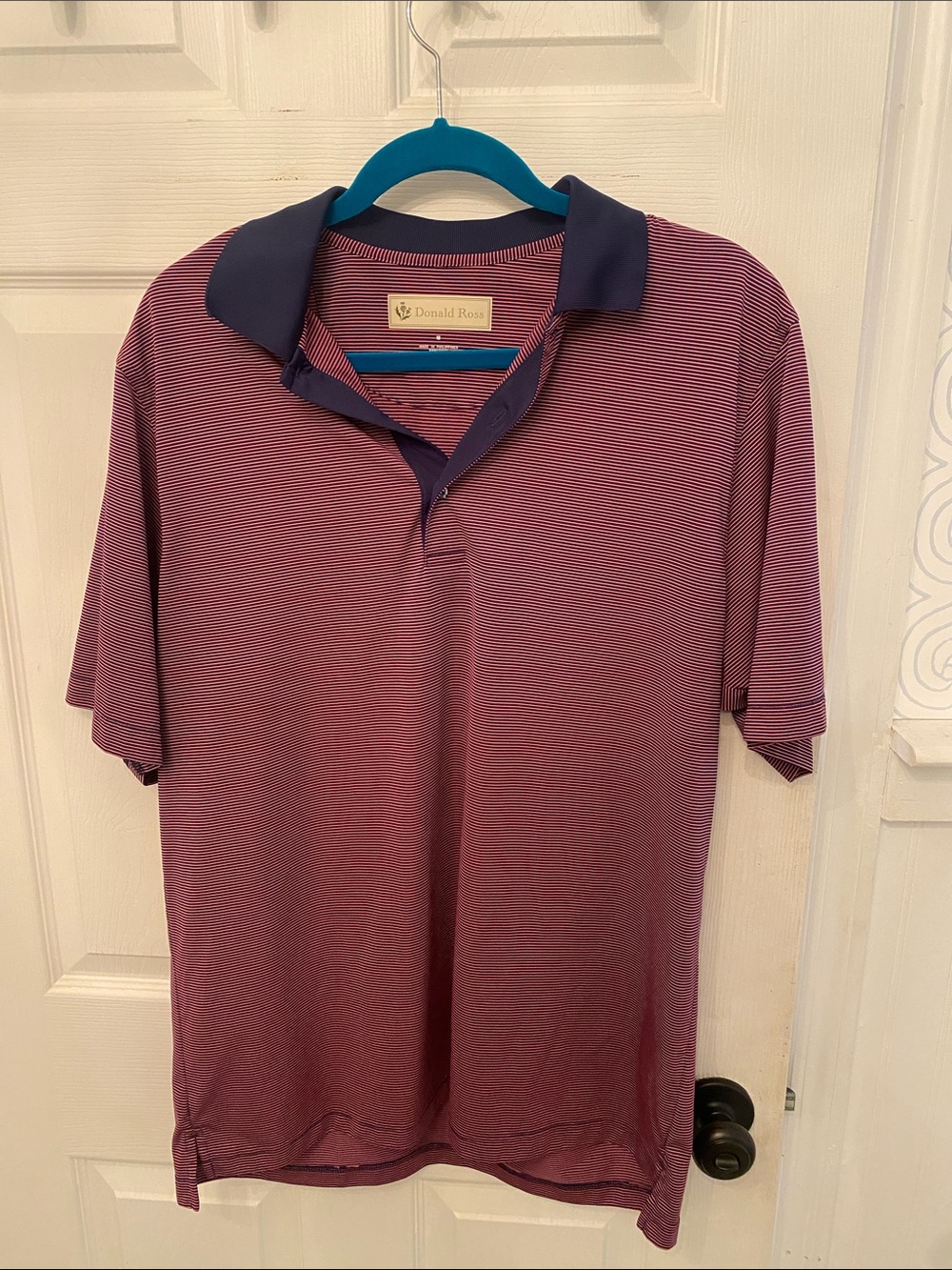 Men's Burgundy Stripe Polo Shirt Donald Ross